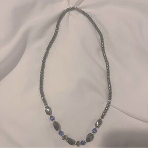 Hematite Necklace Gray Blue Gold
